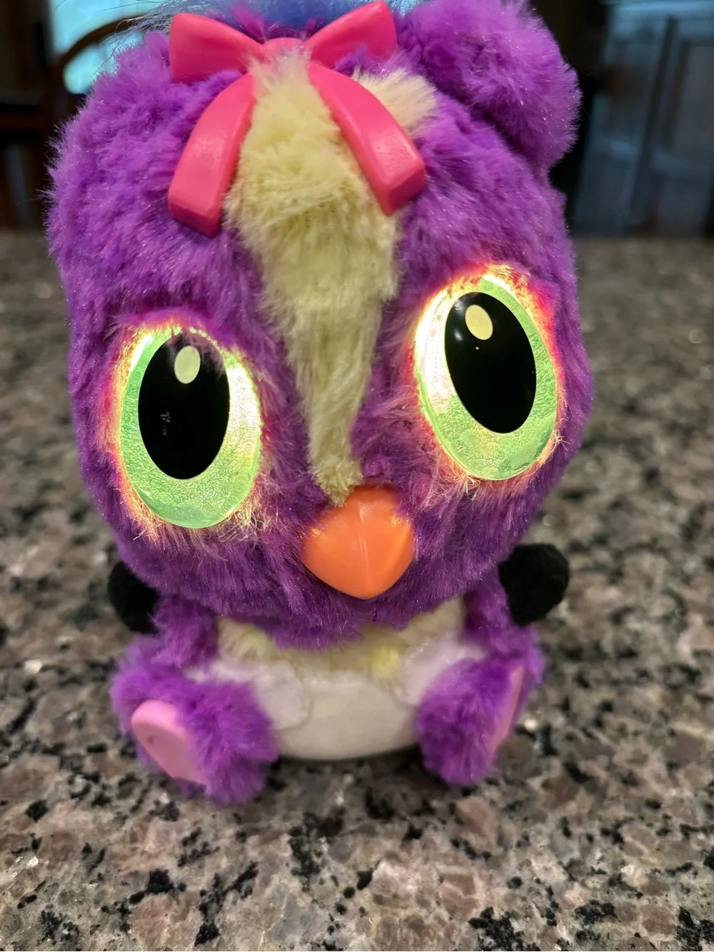 HatchiBaby Purple Plush Small Toy with Yellow Accents - lights up